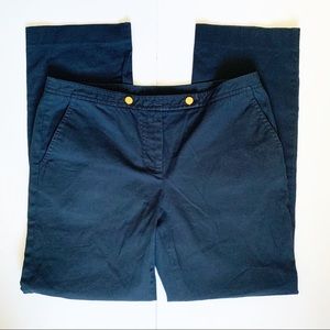 TORY BURCH NAVY ANKLE TROUSER W/GOLD BUTTON DETAIL